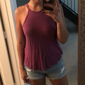 High neck purple tank